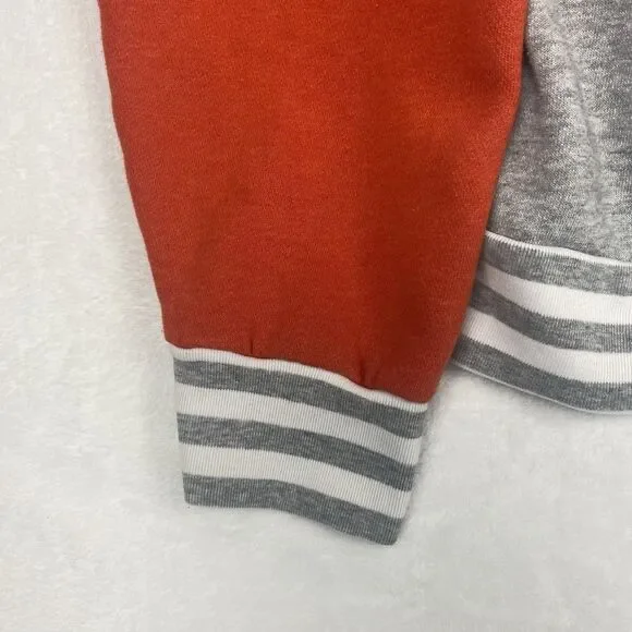 Disney Mickey Mouse Adult Zip Up Sweater Large Gray Orange Hooded Pockets - Picture 9 of 14